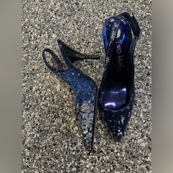 PRELOVED TWO LIPS SEQUIN SLINGBACK HEELS - Picture 1 of 5